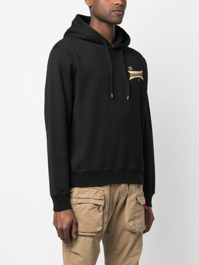 Shop Dsquared2 Logo-print Cotton Hoodie In Black