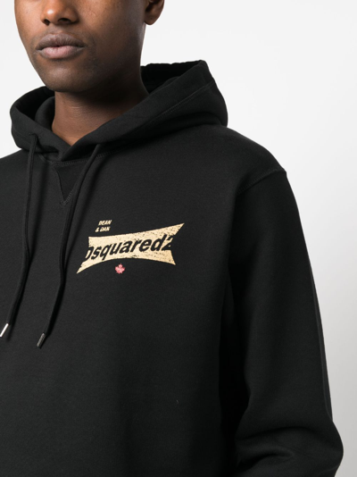 Shop Dsquared2 Logo-print Cotton Hoodie In Black