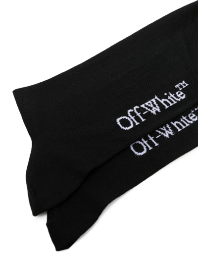 Shop Off-white Logo-jacquard Cotton Socks In Black