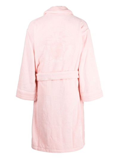 Shop Versace Medusa Head-motif Cotton Robe In Pink