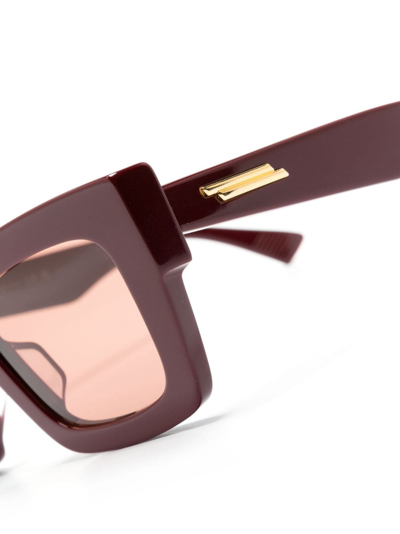Shop Bottega Veneta Square-frame Sunglasses In Red