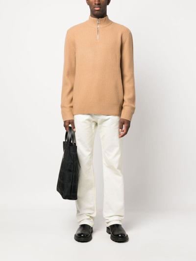 Shop Apc Alex Half-zip Jumper In Brown