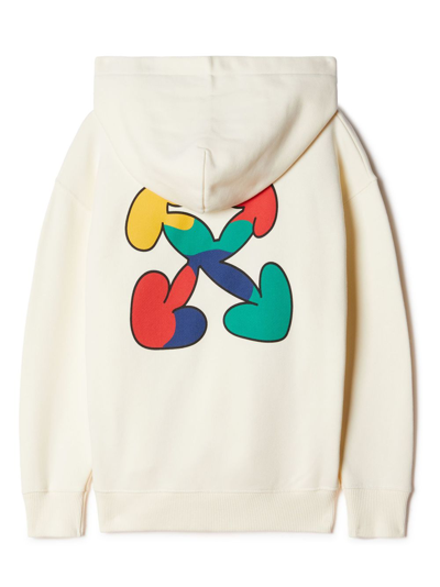 Off-white Arrows Cotton Hoodie In Neutrals