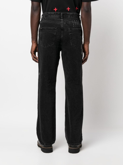 Shop Ksubi Mid-rise Straight-leg Jeans In Black