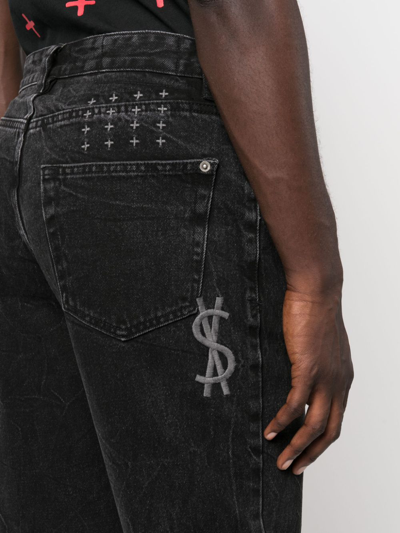 Shop Ksubi Mid-rise Straight-leg Jeans In Black