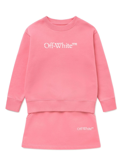 Shop Off-white Logo-print Cotton Sweatshirt In Pink