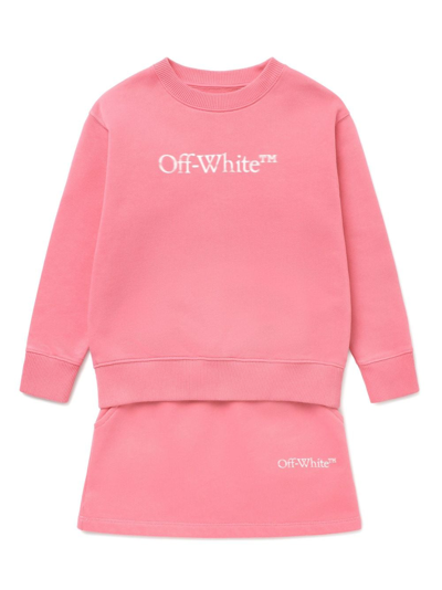Off-white Logo-print Cotton Sweatshirt In Pink