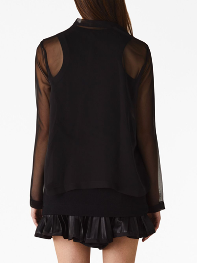 Shop Sacai Cut-out Detailing Layered Top In Black