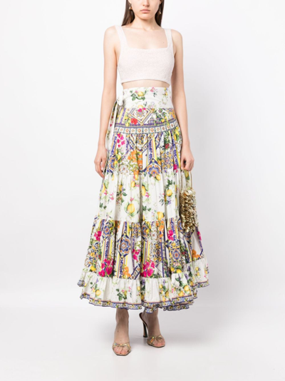 Shop Camilla Graphic-print Wrap A-line Skirt In White