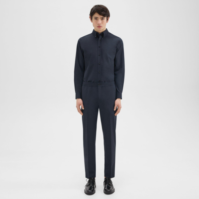 Theory Larin Drawstring Pant In Stretch Wool In Navy