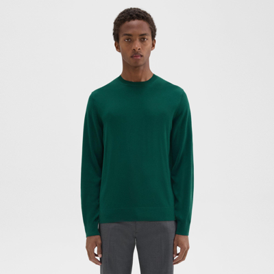 Shop Theory Crewneck Sweater In Regal Wool In Foliage
