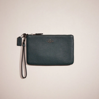 Shop Coach Restored Small Wristlet In Pewter/forest