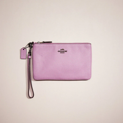 Shop Coach Restored Small Wristlet In Pewter/ice Purple