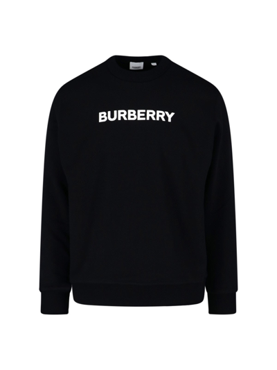 Shop Burberry Logo Crew Neck Sweatshirt In Black  