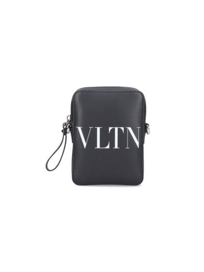 Shop Valentino Small Crossbody Bag "vltn" In Black  