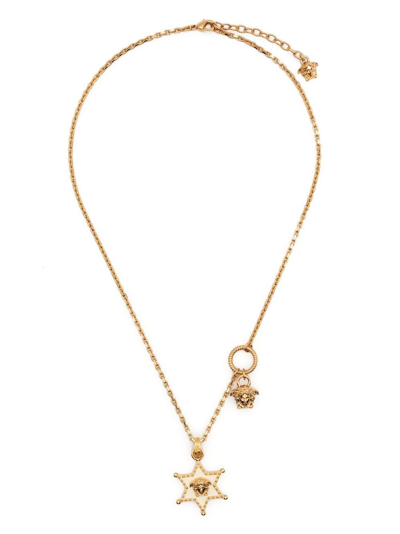 Shop Versace Necklace With Pendants In Gold