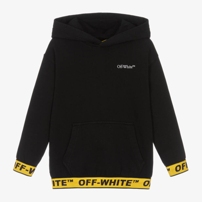 Shop Off-white Boys Black Cotton Industrial Hoodie