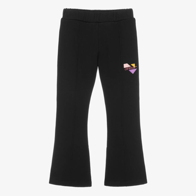 Shop Off-white Girls Black Cotton Flared Joggers