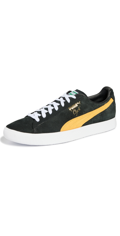 Shop Puma Clyde Og Sneakers Black-yellow Sizzle