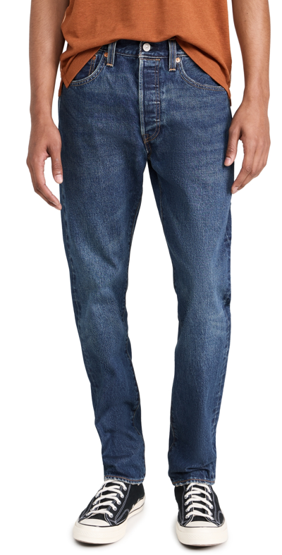 Shop Levi's 501 Slim Taper Jeans Blast Of Blue Selvedge