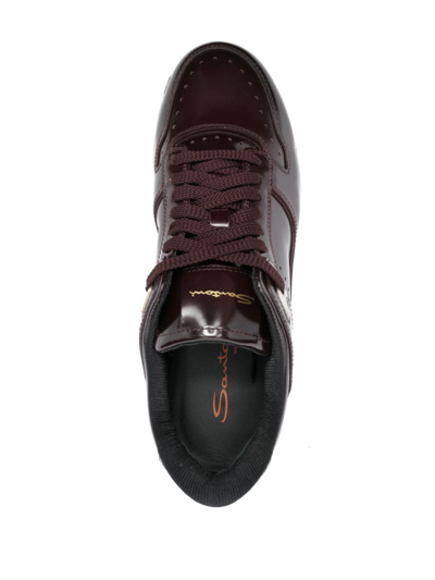 Shop Santoni Sneak-air Leather Sneakers In Rot