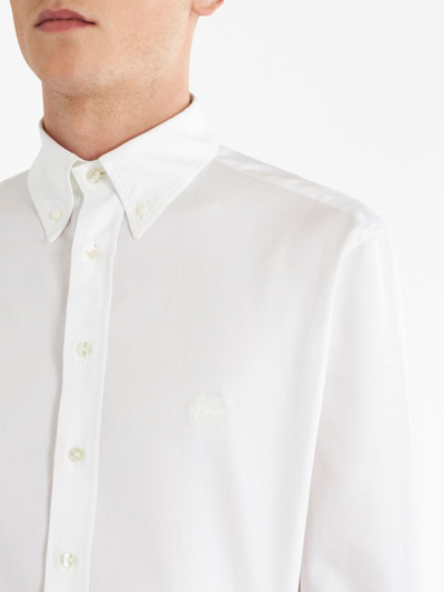 Shop Etro Pegaso Motif-embroidered Cotton Shirt In Weiss
