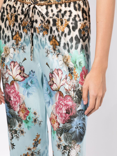 Shop Camilla Graphic-print Silk Drawstring Trousers In Blau