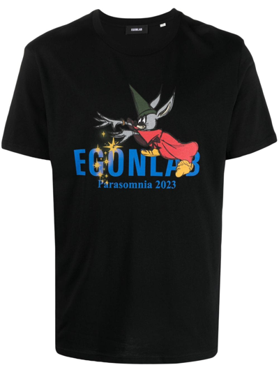 Shop Egonlab Fantasia Graphic-print Cotton T-shirt In Schwarz