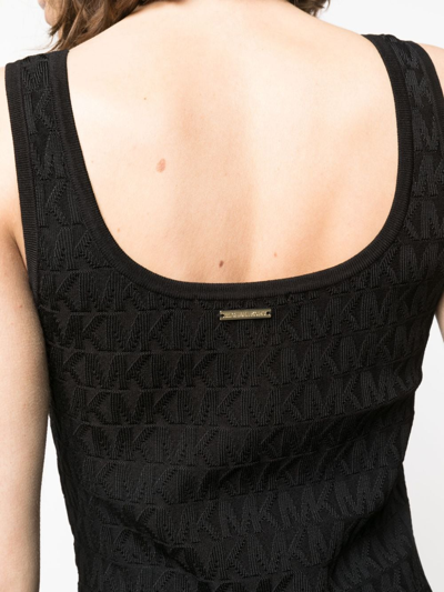 Shop Michael Michael Kors Logo-jacquard U-neck Minidress In Black