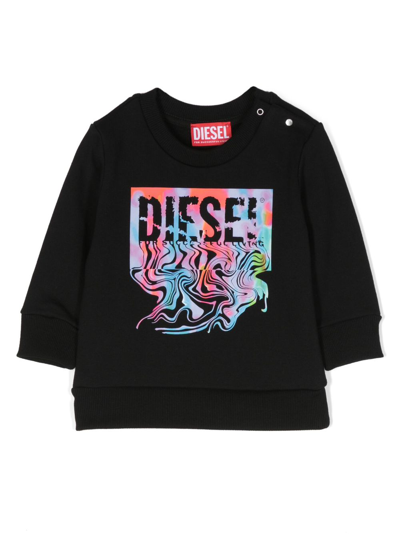 Shop Diesel Graphic-print Cotton Sweatshirt In Black