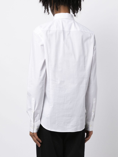 Shop Hugo Logo-plaque Long-sleeve Shirt In Weiss