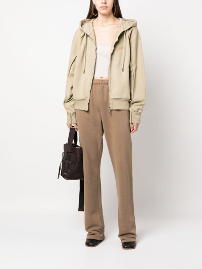 Shop Jacquemus Clay Organic-cotton Zip Hoodie In Nude