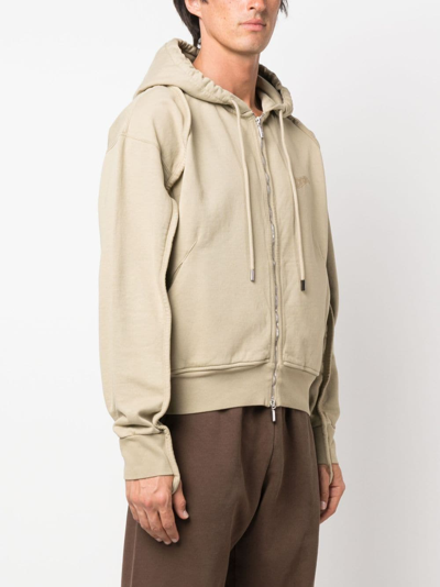 Shop Jacquemus Clay Organic-cotton Zip Hoodie In Nude