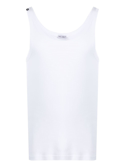 Shop Dolce & Gabbana Marcello Ribbed-knit Tank Top In Weiss