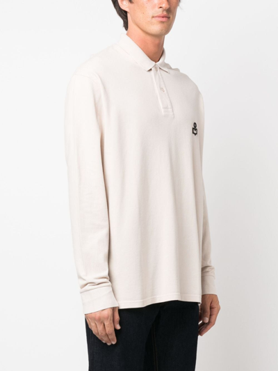 Shop Isabel Marant Logo-patch Cotton Polo Shirt In Nude