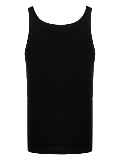 Dolce & Gabbana Fine-rib Washed Cotton Singlet In Schwarz