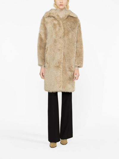 Yves Salomon Mantel Aus Faux Fur In Neutrals