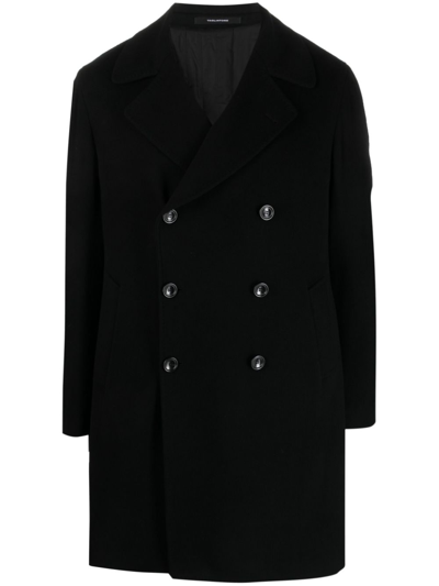 Shop Tagliatore Double-breasted Notched-lapels Coat In Black
