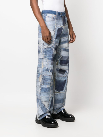 Shop Andersson Bell Patchwork-pattern Wide-leg Jeans In Blue