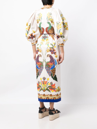 ALEMAIS EFFIE PUFF-SLEEVE MIDI DRESS 