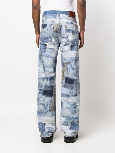 Shop Andersson Bell Patchwork-pattern Wide-leg Jeans In Blue