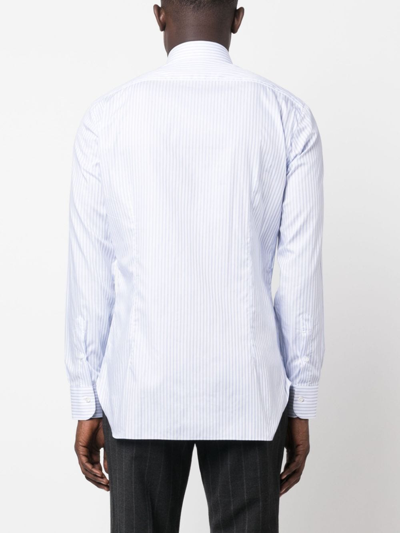 Shop Barba Stripe-print Cotton Shirt In Weiss