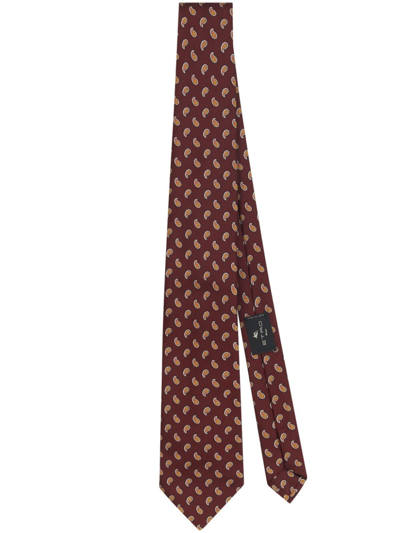 Shop Etro Paisley-print Silk Tie In Red