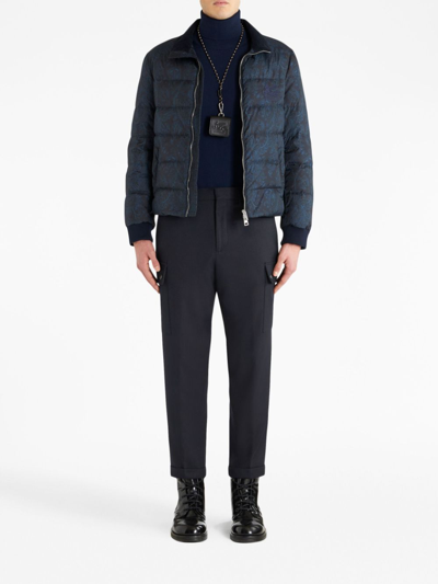Shop Etro Cargo-pockets Wool Tapered Trousers In Grau