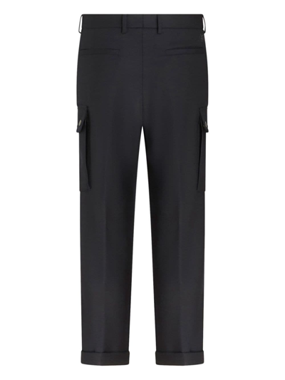 Shop Etro Cargo-pockets Wool Tapered Trousers In Grau