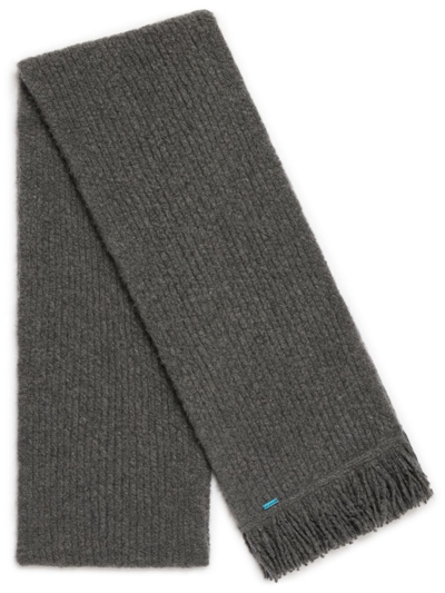 Shop Alanui A Finest Ribbed Fringed Scarf In Grey