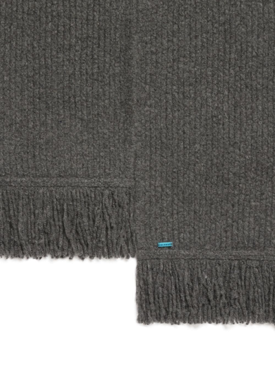Shop Alanui A Finest Ribbed Fringed Scarf In Grey