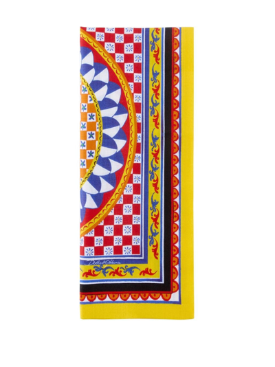 Dolce & Gabbana Set Of 2 Linen Napkins In Yellow