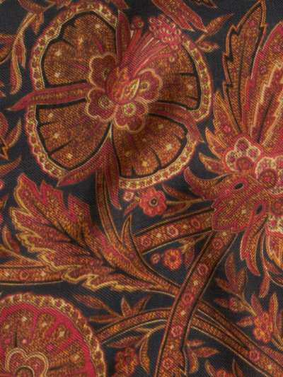 Etro Floral Silk And Cashmere Scarf In Brown