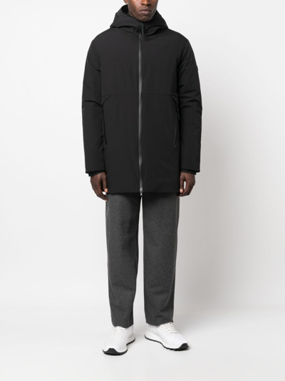 Peuterey Logo-patch Hooded Coat In Schwarz